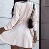 Turn-Down Collar Long Sleeve Women Dress Belt Solid Color Single Breasted Shirt Dress Female Clothing