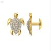 Female Cute Sea Turtle White Crystal Small Stud Earrings Vintage Yellow Gold Color Wedding Fashion Jewelry For Women