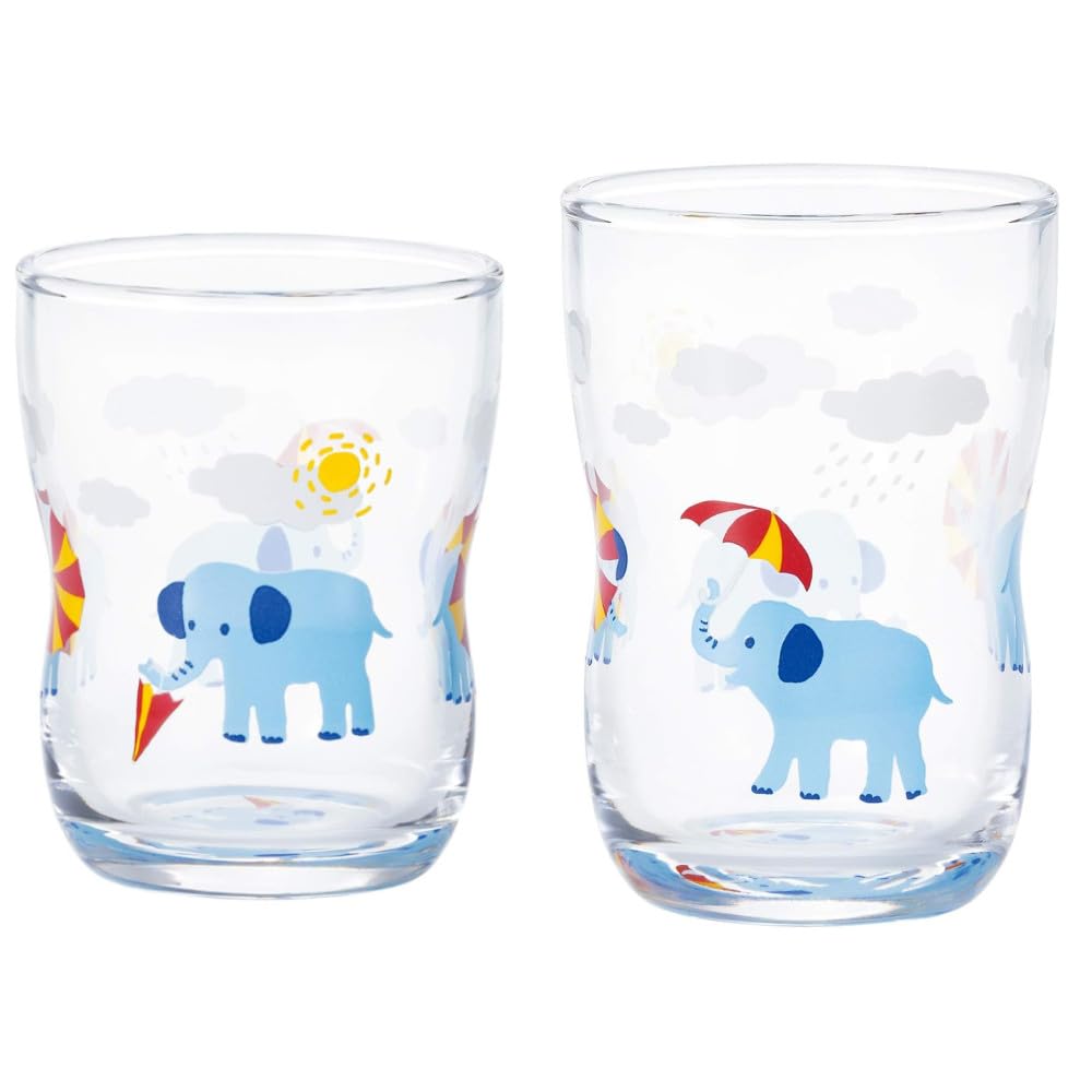 

Strong Child Glass S&M Pair Set, Hide and Seek Elephant, Adelia/Ishizuka Glass (6077/6078)