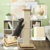 3-in-1 Cat Scratching Post, 87cm Cat Scratcher w/ Track Ball Toy, Oak Tone