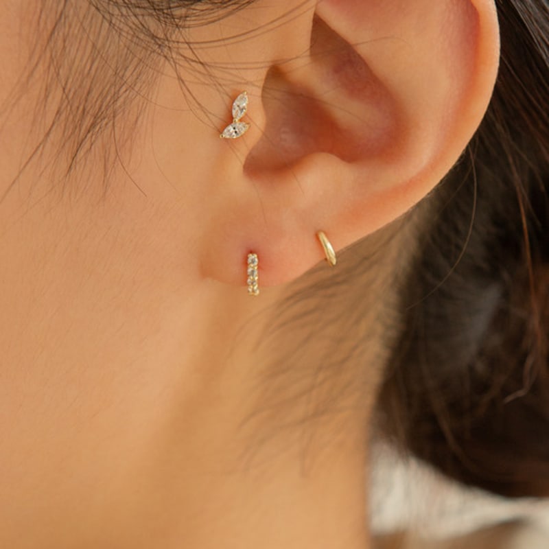 LUNNE 14k Leaf Marquise Cut Piercing (14k Gold) #LFPI14