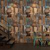 Industrial Retro Wood Grain Wallpaper for Restaurant Home Rivet Decor Papel De Parede Cafe Bar Wallcovering