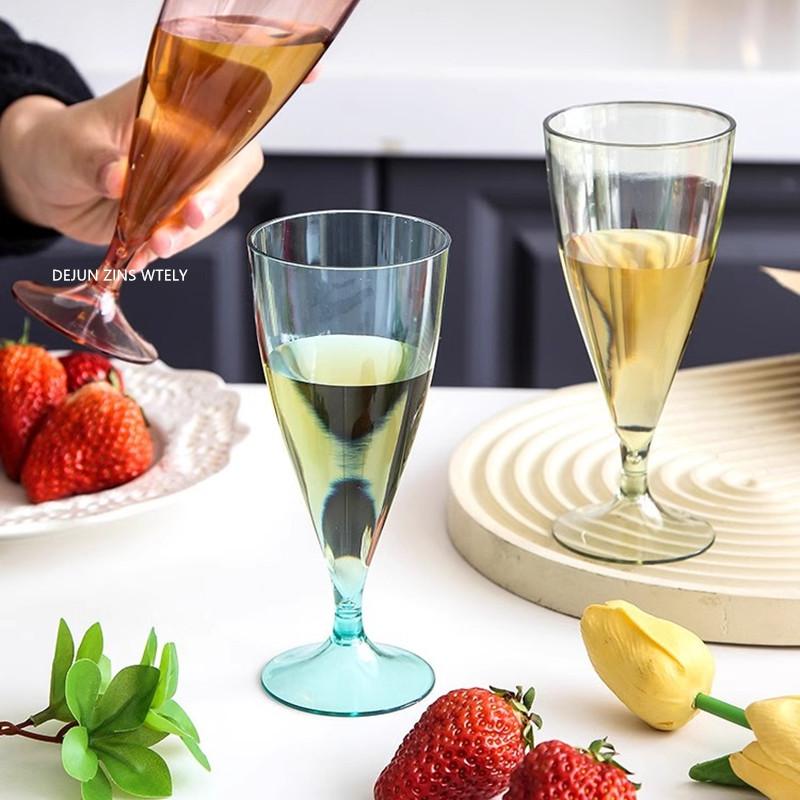 6 Pcs /set Outdoor Portable Red Wine Glass Set Food-grade Plastic Water Cup Picnic Champagne Cup Set Home Drinking Utensils