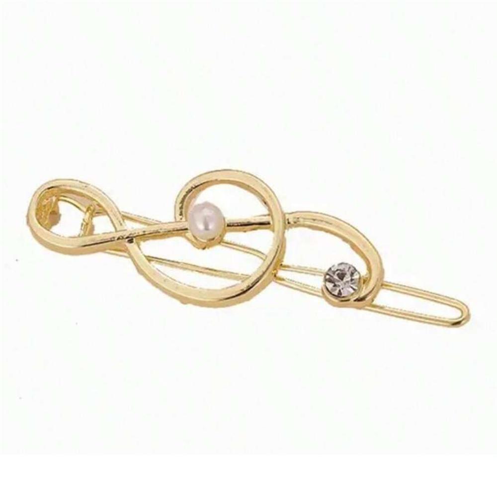 

1PC Fashion music note hairpin creative bangs clip side clip pearl rhinestone headdress hair accessories