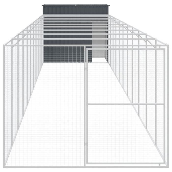 VidaXL Niche pour chien avec cour anthracite 214x1273x181 cm, cage pour chien, abri pour chien, maison pour animaux, cages 3189124