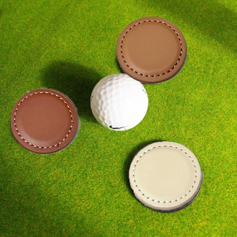 Flat Golf Ball Position Marker With Strong Magnetic Artificial Leather Round Golf Ball Marker Golfers Gift 4cm Size