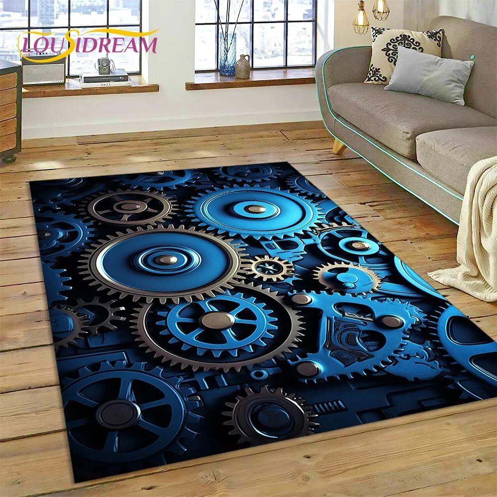 3D mechanické ozubené kola Gears Steampunk Koberec Koberec do obývacího pokoje Ložnice Dekor, podlahová rohož Protiskluzová dekorace na pohovku Rohožka Dárky
