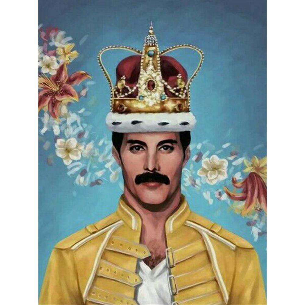 Freddie Mercury Klasické 5D DIY Diamantové Malování Umění Kapela Queen Zpěvák Portrét Výšivka Křížkový Steh Plné Kamínky Domácí Dekorace