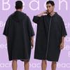 2025 Quick-Dry Hooded Swim Poncho with Zipper - Portable Bathrobe and Beach Towel