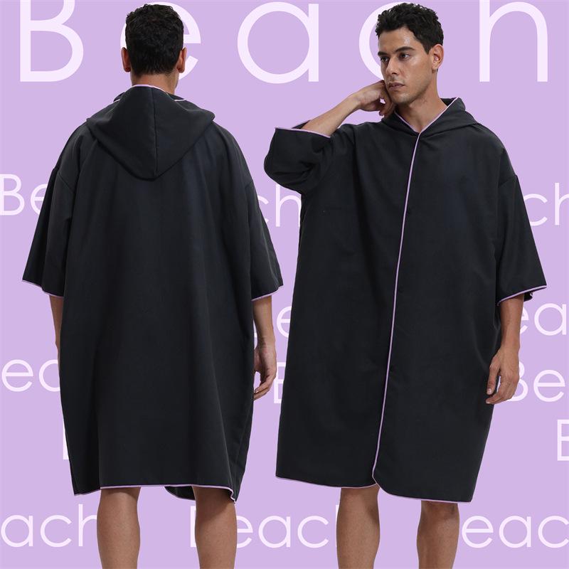2025 Quick-Dry Hooded Swim Poncho with Zipper - Portable Bathrobe and Beach Towel