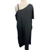 Women Dress Short Sleeve One Off Shoulder Loose Fit Sexy Dress Pure Color Loose Fit Side Slit Hem Maxi Dress with Pockets Belt