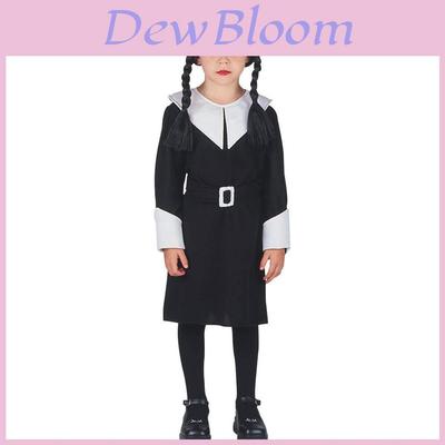 The Addams Family Wednesday Black Dress Goth Costume For Children Ages 3-12