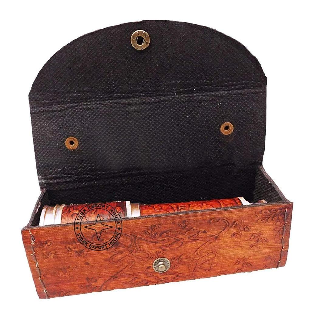 Marine Handheld Spyglass Brass Telescope Binoculars 17.5-inch with Lather Box Best for Gift Item