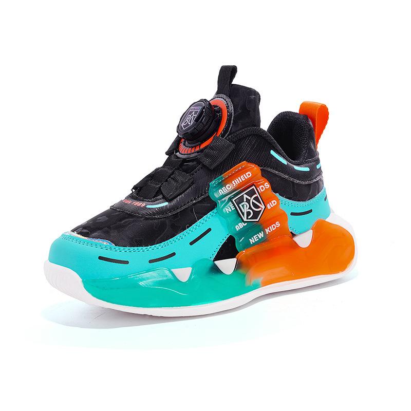 Children's sports tide shoes 2025 new girls rotating button pink white shoes medium older boys outdoor running shoes