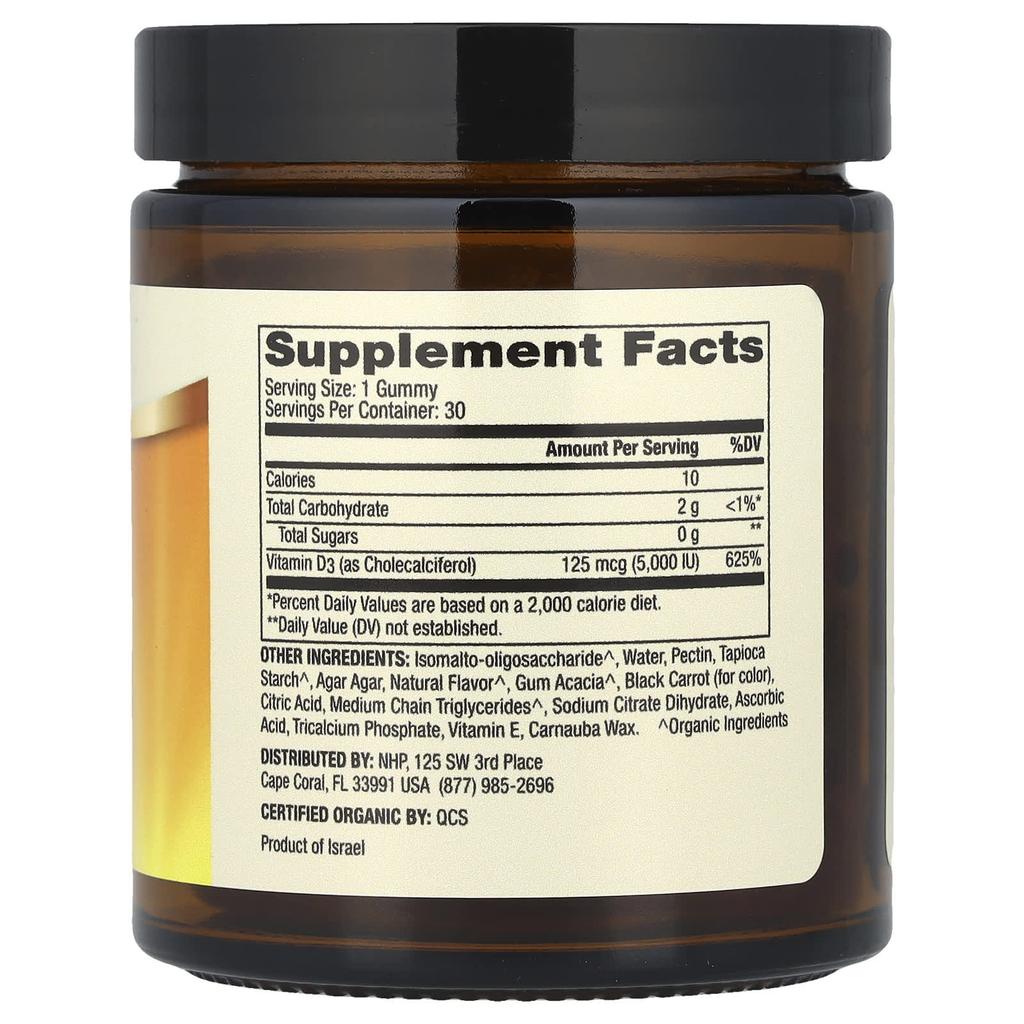 Dr. Mercola, organic vitamin D3 gummies, natural cherry, 5,000IU, 30 gummies