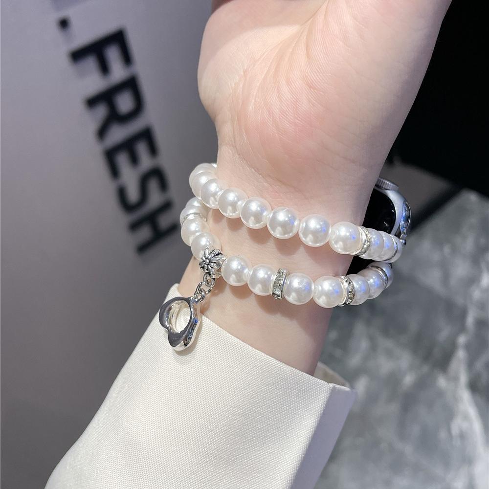 Luxury Pearl Band for Apple Watch Series Ultra 9 8 7 6 5 4 3 Se Watch Bracelet Pendant for IWatch Ultra/2 41 45mm 38mm 42mm 40mm 44mm 49mm Accessories