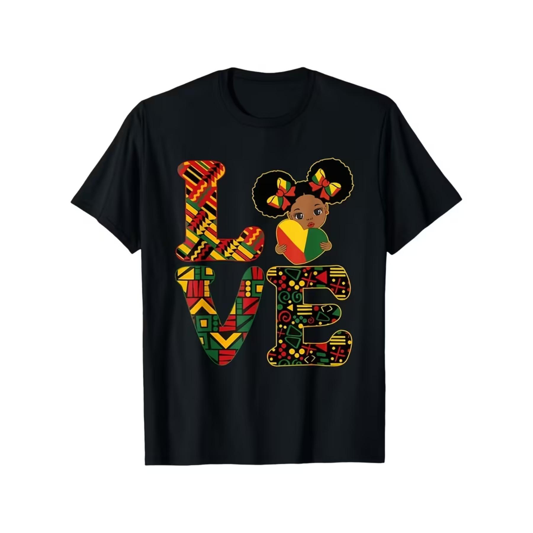 Love Black History Month Strong African T-Shirt TShirt S чёрный