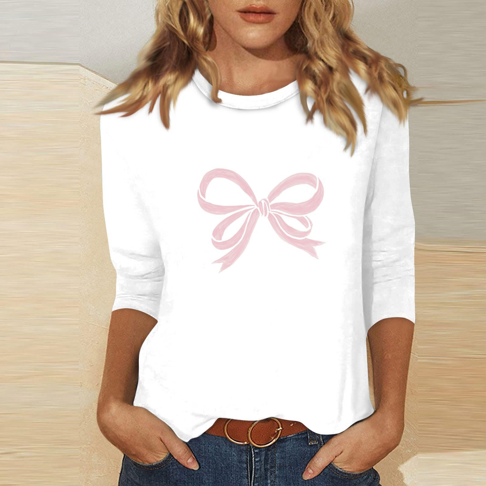 

Жіночий топ з круглим вирізом і рукавом 3/4 з принтом XL білий