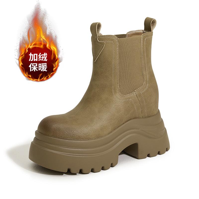 

Ботинки Мартина женские осенне-зимние новые в британском стиле универсальные короткие ботинки с высоким голенищем на толстой подошве с внутренней платформой ретро ботинки-сигареты 39