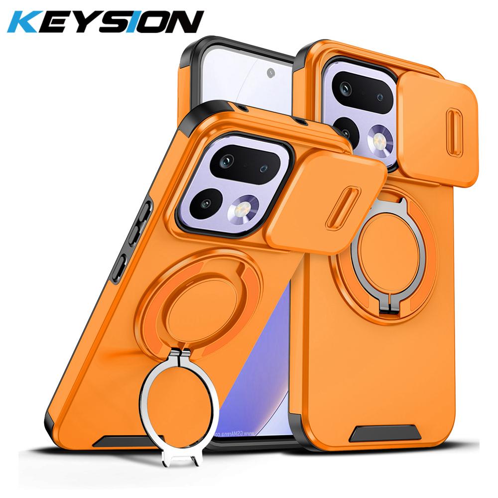 KEYSION 360° Rotating Ring Stand Phone Case for OPPO Realme 16 Pro 5G 16 Pro+ Slide Camera Protection Magnetic Shockproof Cover