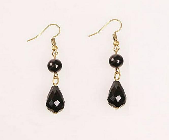 Boucles d'oreilles pendantes Baroques Vintage en Cristal et Dentelle pour Femmes - Noir.