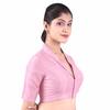 Women’s Solid Collar Neck Readymade Saree Blouse | Front Open Non Padded | Half Sleeve Art Silk Blouse