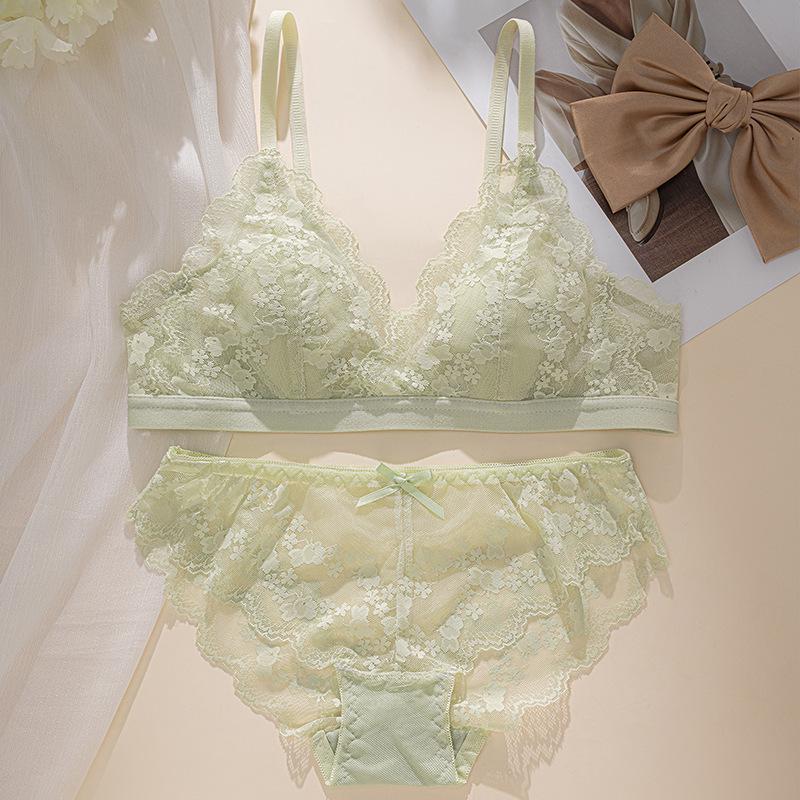 French Lace Push-Up Bra for Small Busts - Sexy, No-Gap Ultra-Thin Triangle Cup