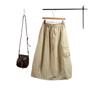Artistic Japanese Quilted Winter Skirt - Casual Elastic Waist, Solid Color, Drawstring Half Skirt