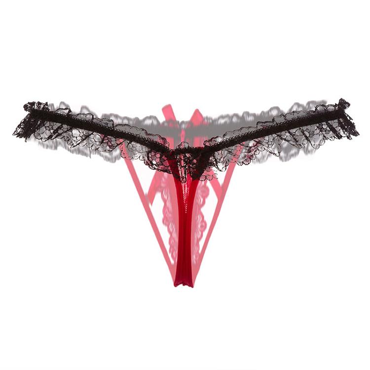 Sexy Pearl Thong Femal Open Crotch G String Women's Underwear Lingerie Low-Waist T-back Panties K76