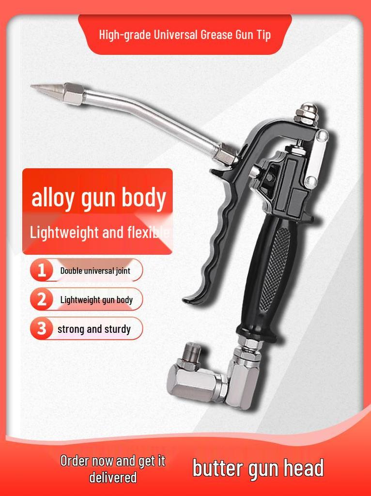 Yellow Universal High-Pressure Pneumatic Grease Gun with Leak-Proof Handle and Electric Nozzle Accessories