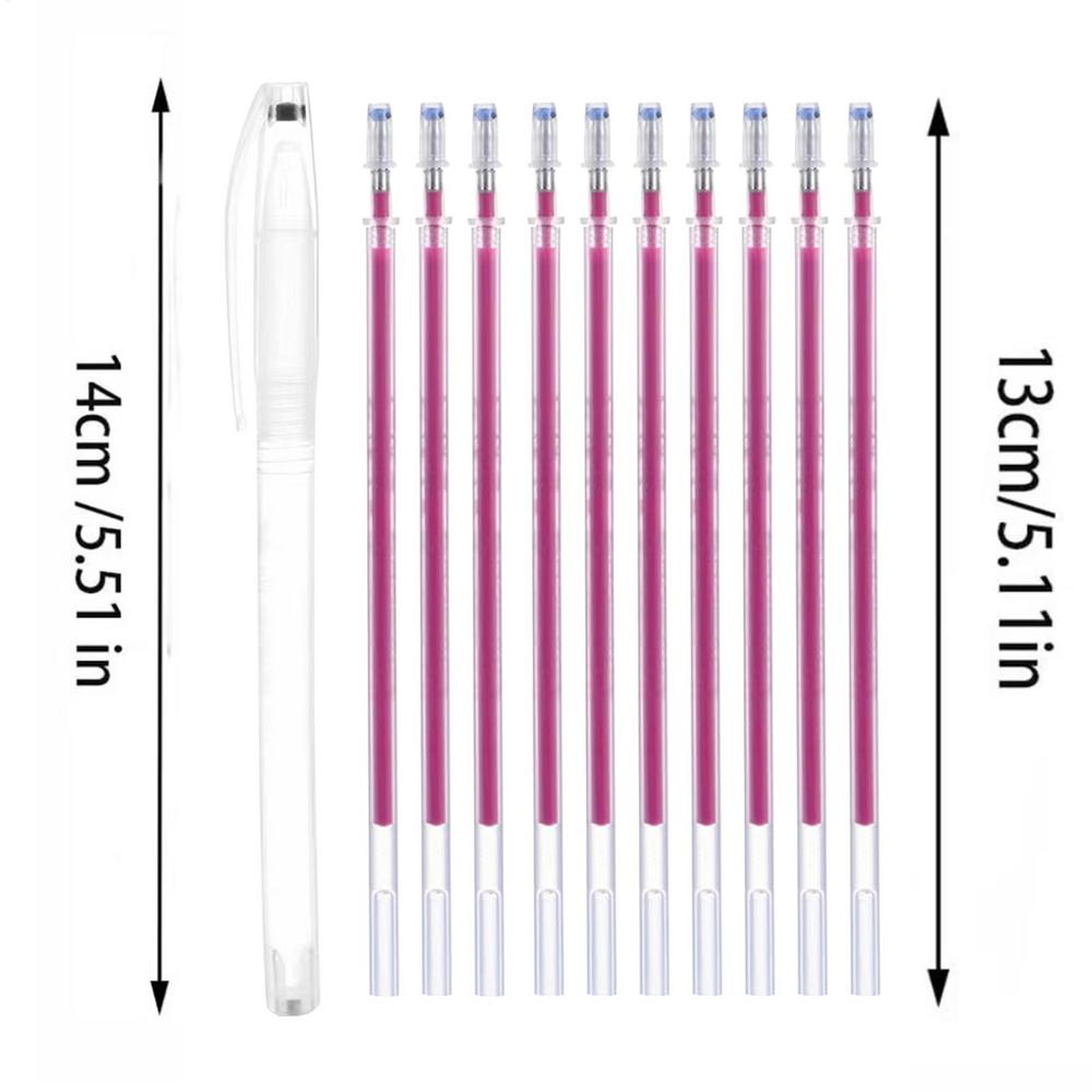 10 Refills Magic Marker Pen Temperature Disappearing Pen for Sewing Heat Erasable Fabric Marking Pens DIY Craft Sewing Accessory
