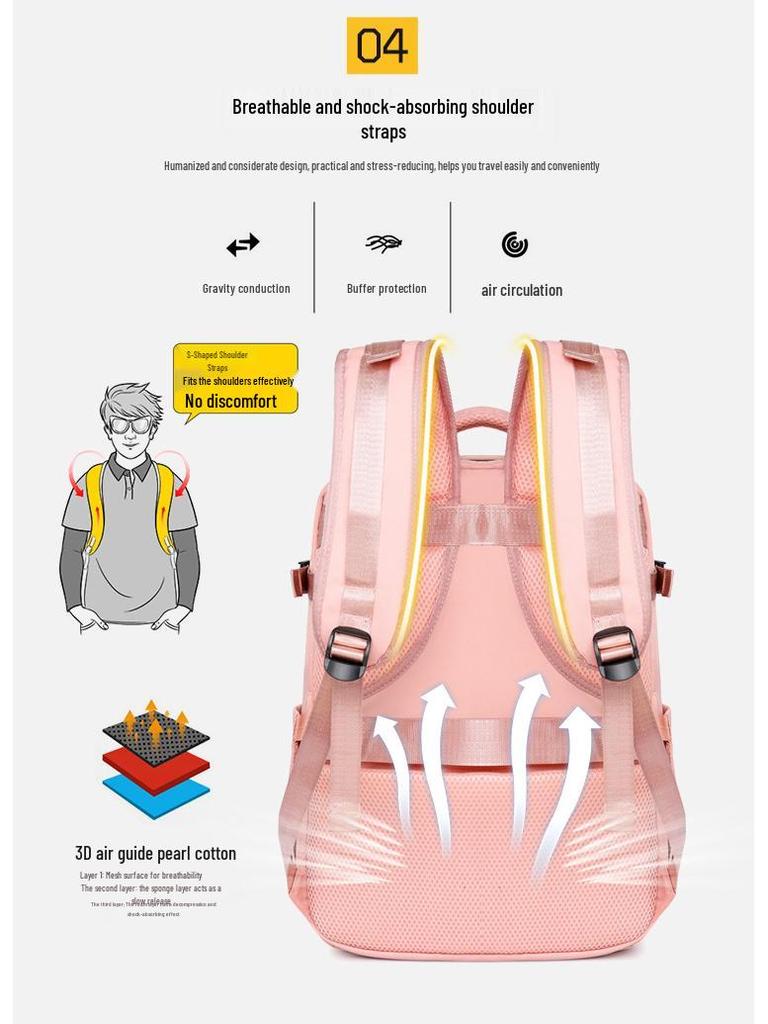 Women's Lightweight Large-Capacity Business Backpack with Shoe Compartment for Travel, Hiking, and Laptop