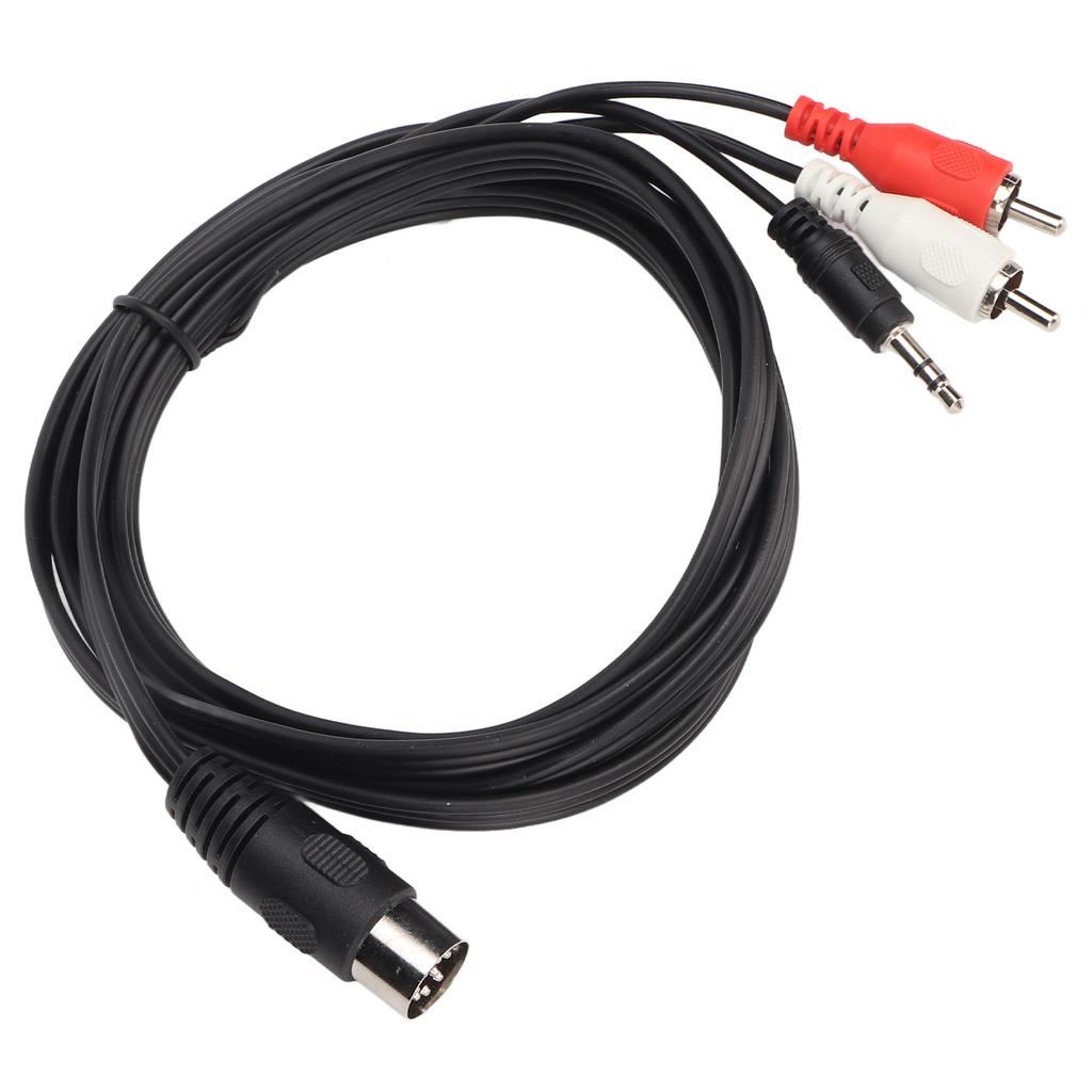 DIN 8 Pin To 3.5mm 2 RCA Cable Male To Male Big DIN Sound Adapter Cord for Amplifier Receiver Subwoofer 5.9ft