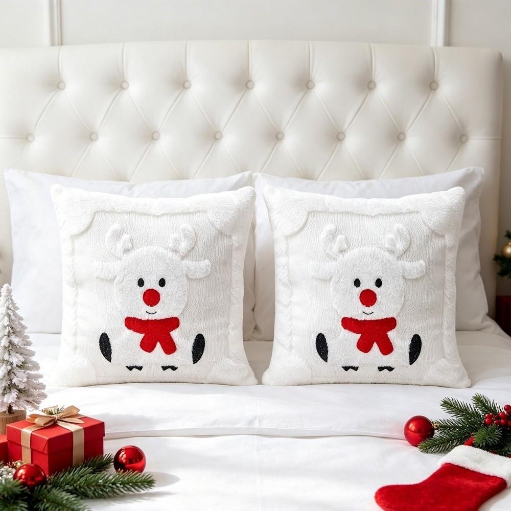 Reindeer Christmas Pillow Covers Plush Xmas Pillowslip Throw Cushion Case  Festive Holiday