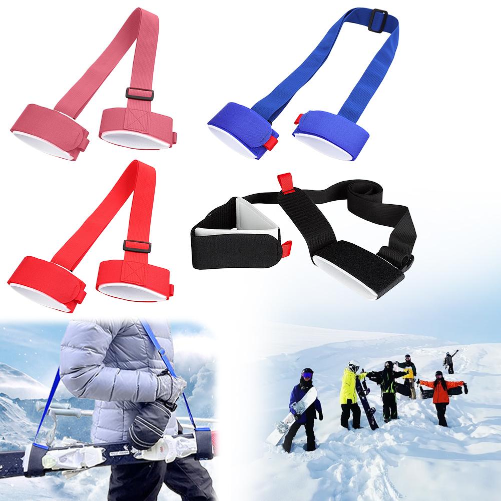 Skiing Pole Shoulder Hand Carrier Lash Handle Straps Shoulder Hook Nylon Loop Ski Handle Black Strap Protecting Adjustable Q6C8