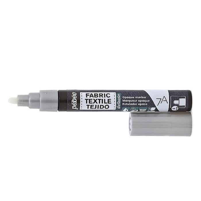 Marker - Felt-tip Pen - Textile - Silver - Setacolor - Pébéo - Round Tip - 4 Mm