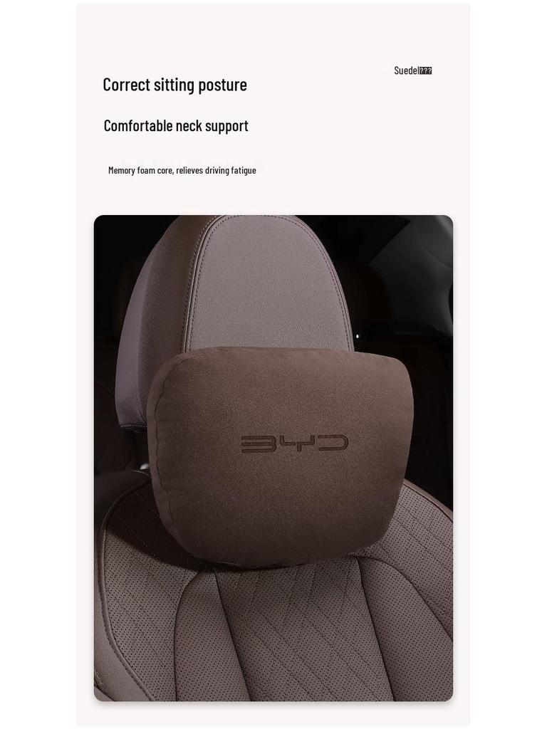 BYD Car Neck and Lumbar Support Pillow: Compatible with Plus, Qin Plus DMI, Han EV, Tang DM, and Dolphin models.