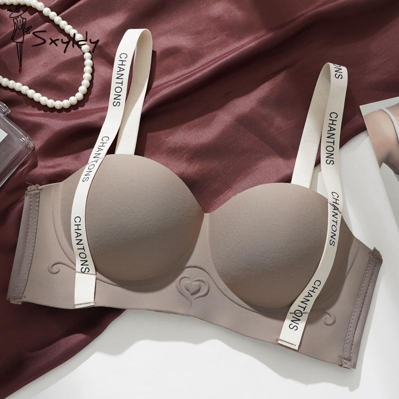 

Бесшовное нижнее белье Женский пуш-ап с косточками для уменьшения боковых грудей Бюстгальтер с бретелями с надписью 38 коричневый