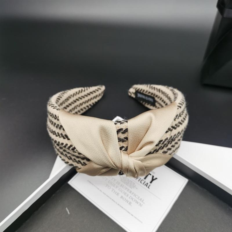 Wide Women Top Bow Knotted Hairbands Classic Plaid Headbands for Adult Daily Headwears Hair Hoop Accessories