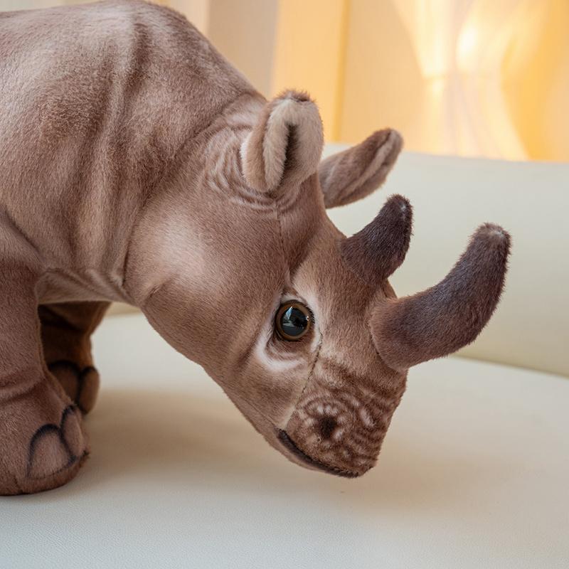 30-45Cm Realistic Rhino Plush Toy Stuffed Animal Rhino Pillow Soft Rhinoceros Kawaii Doll Perfect Birthday Gifts Kid Room Decor