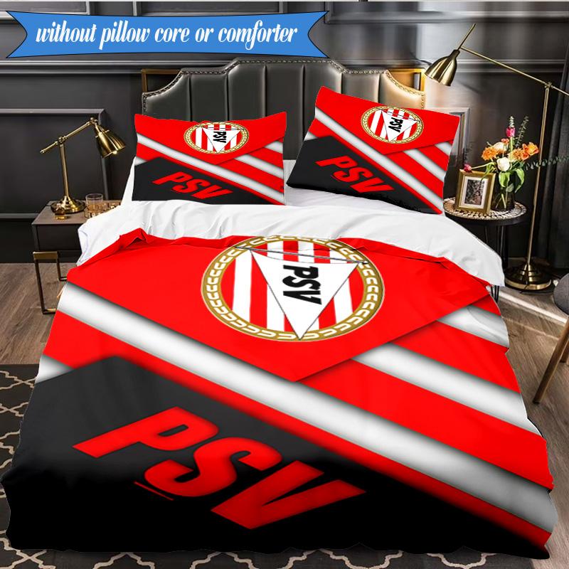 PSV Eindhoven Wappen 3-teilige Bettwäsche, inklusive 1 Bettbezug und 2 Kissenbezügen. Perfekt für Weihnachten, ideal für Schlafzimmer, Wohnheim