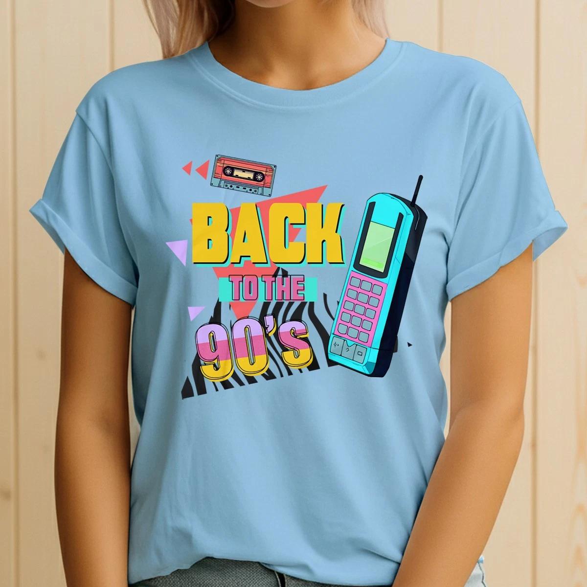 

Back To The 90S Retro Pop Culture Womens T-Shirt Cellphone Cassette L