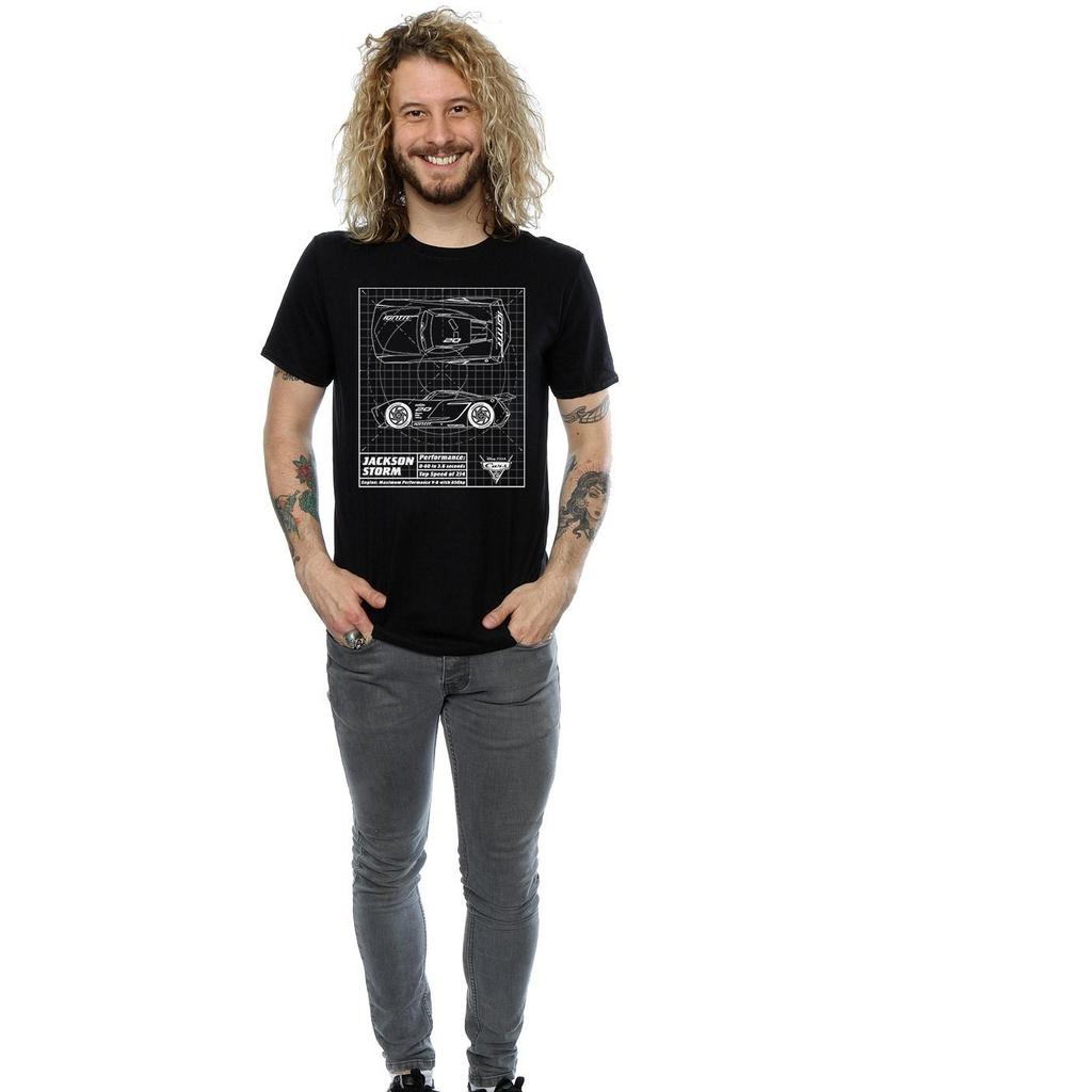 Disney Herren Cars Jackson Storm Blueprint T-Shirt