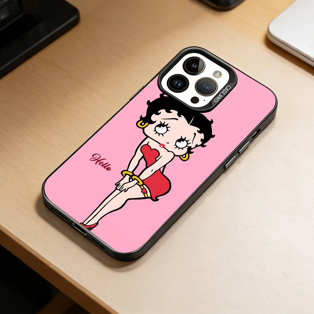 

C-Cute-Betty Boop-P Phone Case For iPhone 17,16,15,14,13,12,11 Plus,Pro Max,XS,Colored Silver Plated Inside Cover iPhone17promax