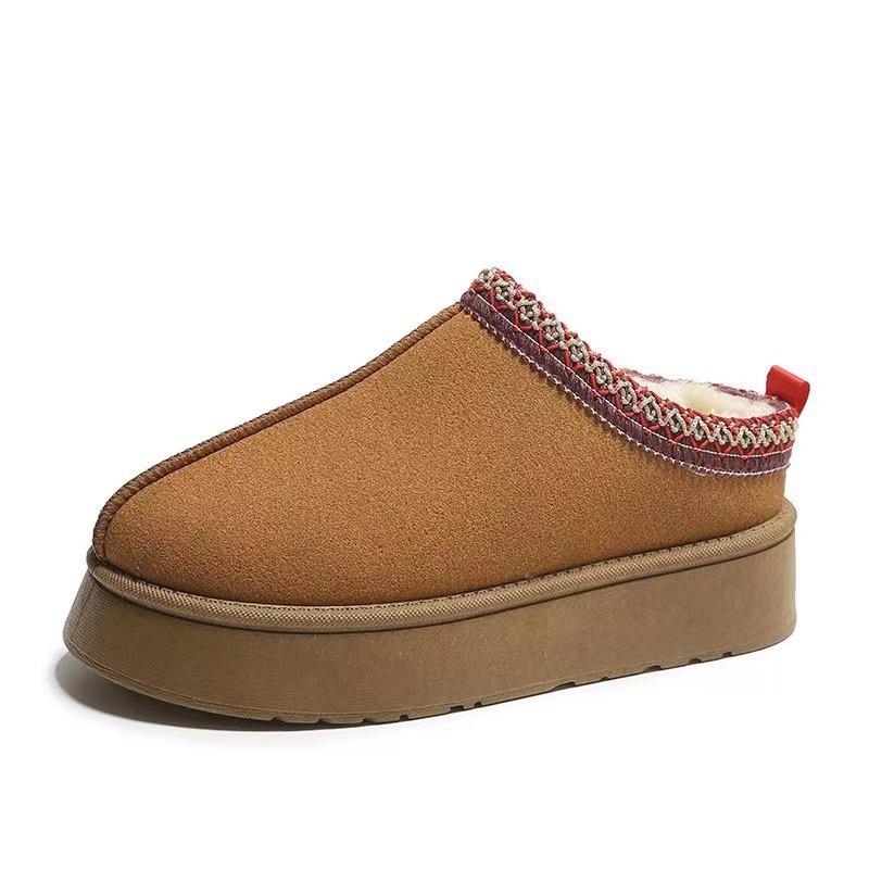 Women's shoes snow boots women's winter new fashion integrated bag head slippers muffin thick-soled fluffy cotton shoes women