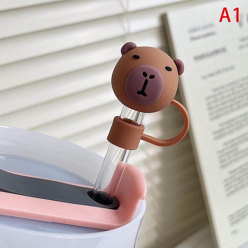 

10Mm Cartoon Capybara Silicone Straw Tips Drinking Dust Cap Splash Proof Plugs Cover Creative Cup Accessories Straw Sealing Tool