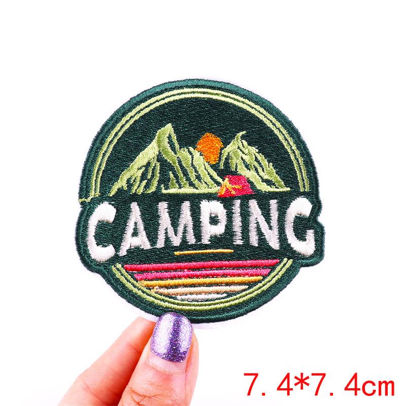 HOT MAM SUMMER Patch Outdoor Scenery Embroidered Patches For Clothes Iron On Patches For Clothing Backpack Embroidery Badges DIY