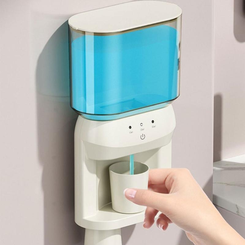 Automatic Mouthwash Dispenser Electric Mouth Rinsing Machine, Wall Hanging 1200mAh Includes Magnetic Cup Holders