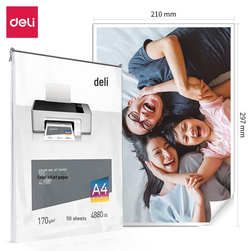 Deli A4 170g Color Inkjet Photo Paper (50 Sheets)