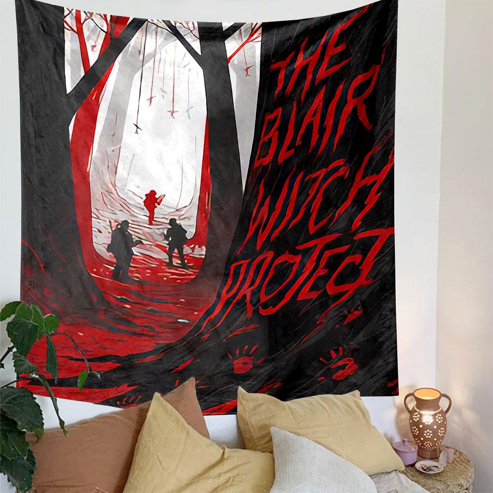 The Blair Witch Project Movie Tapestry Wall Hanging, Found Footage Horror Art, Spooky Wall Decor for Bedroom Living Room Dorm
